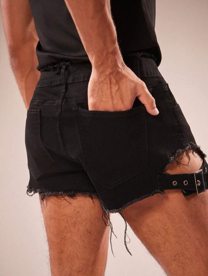 Rebel Cutout Denim Shorts